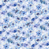 Pattern of blue flowers on a white background