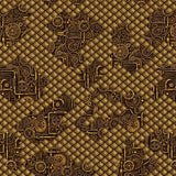 Brown steampunk pattern fabric with intricate designs on a textured background