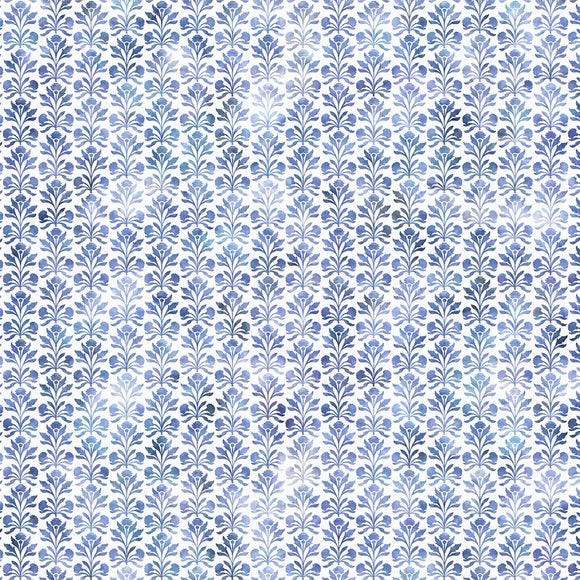 Blue floral pattern on a white background