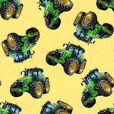 4100O - Green Tractors on Yellow