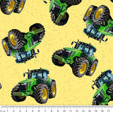 4100O - Green Tractors on Yellow